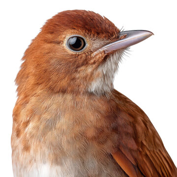 Rufous Hornero Bird Portrait on White