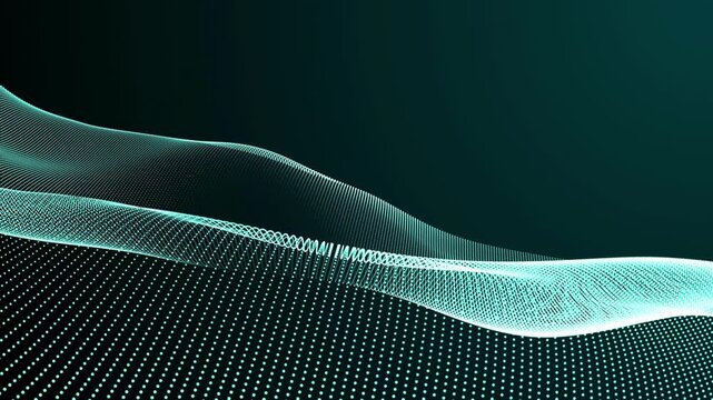 Abstract digital particle background. Futuristic wave of dots and blue weave lines Digital technology 3d rendering