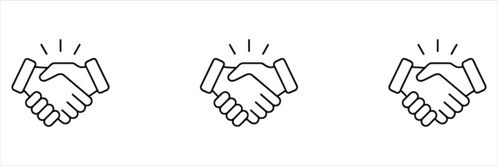 Obraz premium Handshake Agreement Icons with Sparkles and Radiating Lines deal partnership