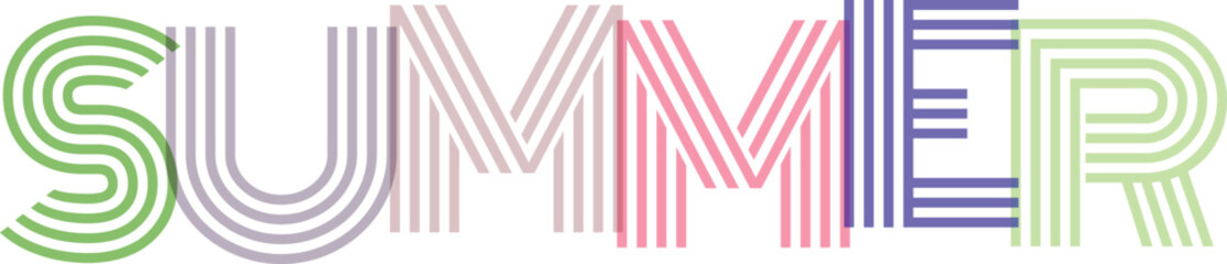 Summer holiday typography with bright colorful stripes for seasonal travel brochures and vacation resort advertising logo © Md Asif Shahnaoaz