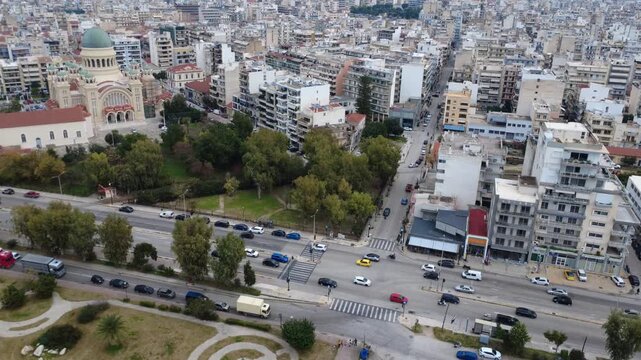 Urban Road Intersection Beside Park