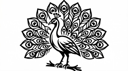 Fototapeta premium Peacock Silhouette Illustration