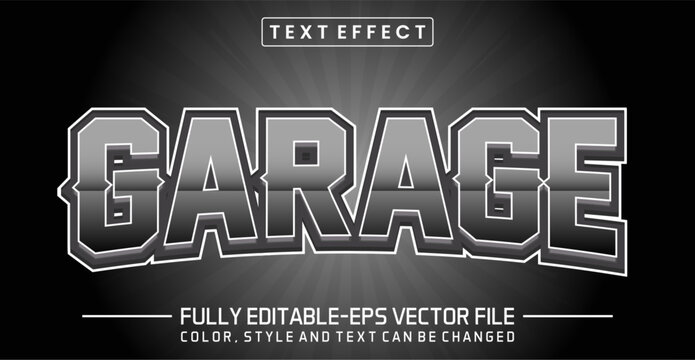 Garage Metallic Chrome Industrial Editable Text Effect EPS Vector