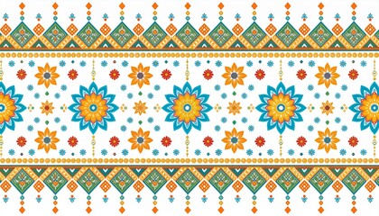 メキシコの民俗芸術スタイルで明るい色の幾何学模様のシンプルな壁紙パターン