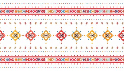 メキシコの民俗芸術スタイルで明るい色の幾何学模様のシンプルな壁紙パターン