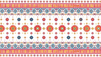 メキシコの民俗芸術スタイルで明るい色の幾何学模様のシンプルな壁紙パターン