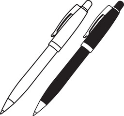 Fototapeta premium Black and white ballpoint pens side by side also transparent background black pen white pen writing tools