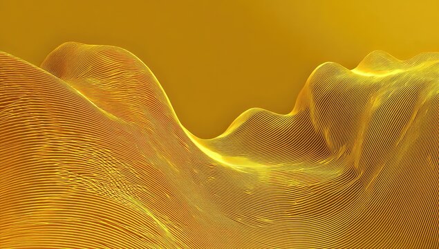 A golden, undulating mesh structure, resembling hills against a matching amber background