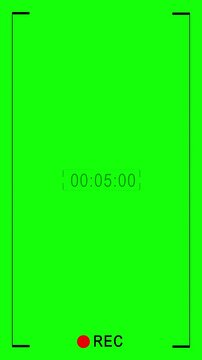 Minimal vertical screen recorder frame with running time code and green background. Designed for precise interface timing. Ideal for professional editing.