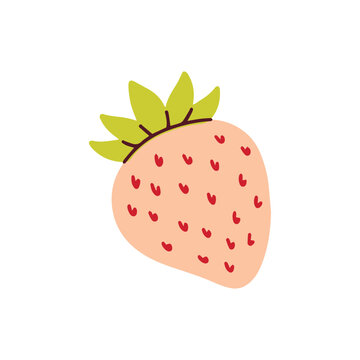 Rare white pineberry strawberry with red seeds and green leaves for exotic fruit market branding and specialty gardening catalogs