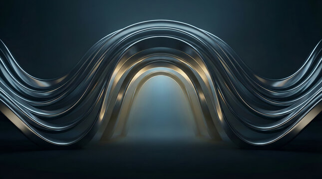 Symmetrical Chrome Wave Architecture Luxury Futuristic Tech Background