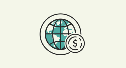 Global Finance Concept with Dollar Coin and Globe