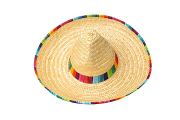 Fototapeta premium Colorful striped sombrero ready for celebration, isolated, PNG