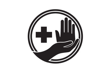 Fototapeta premium Medical symbol with hand and cross