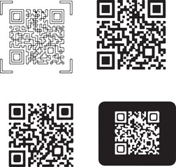 Fototapeta premium Four qr code variations isolated on transparent background silhouette