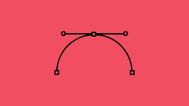 Vector Path Editing with Control Points animation on Medium Red background