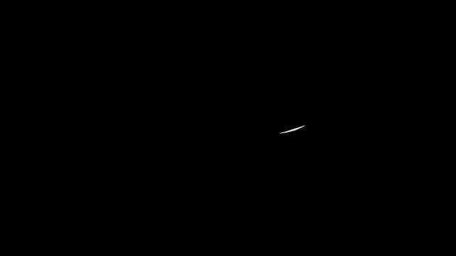 White glowing curved light streak motion trail isolated on transparent background vfx element