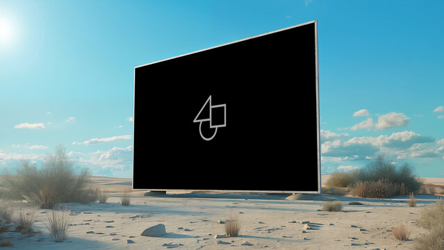 Desert Sky Billboard Mockup 2 &ndash; Outdoor Advertising Display in Dramatic Landscape, Large Roadside Poster Showcase, Cinematic Branding Presentation Template