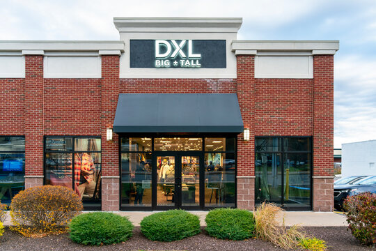 Dewitt, NY - Nov 8, 2025: DXL Big + Tall is a national menswear retailer offering inclusive sizing, premium brands, and tailored service across 290+ U.S. stores under Destination XL Group