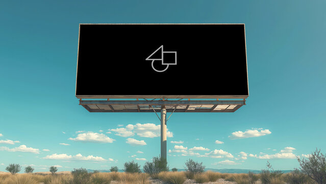 Desert Sky Billboard Mockup 3 &ndash; Outdoor Advertising Display in Dramatic Landscape, Large Roadside Poster Showcase, Cinematic Branding Presentation Template