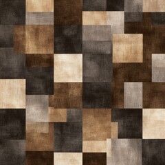 Fototapeta premium A textured, geometric pattern composed of layered squares with varying shades of brown and beige