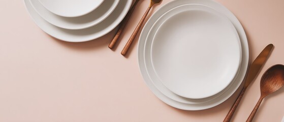 Elegant tableware set on a soft background.