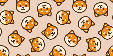 かわいい柴犬のシームレス背景画像。（Seamless background image of a cute Shiba Inu.）  © ochikosan