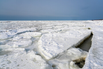 Ice Floes and Frozen Shoreline on the Baltic Sea Coast in Winter © Zigmunds