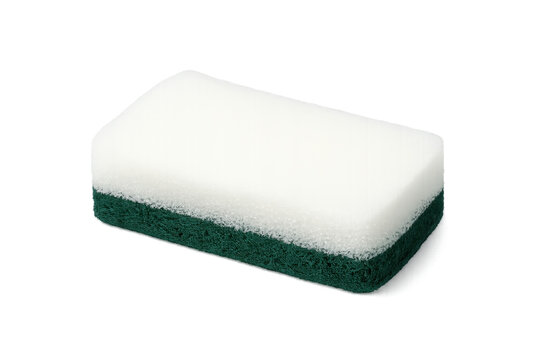 Cleaning sponge with abrasive scourer for housework