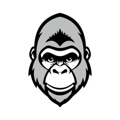 Dibujo sencillo con líneas de la cabeza de un gorila o chimpancé simpático  © teracreonte