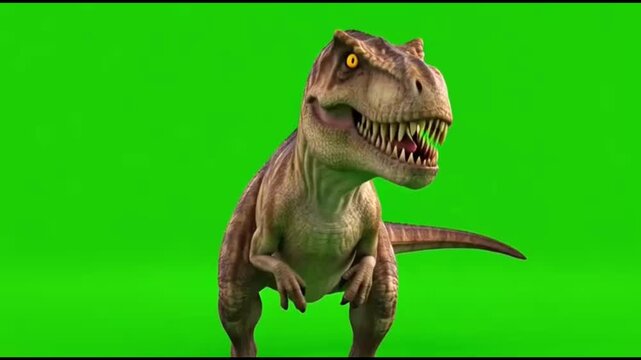 Tyrannosaurus Rex Animation on Green Screen.