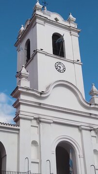 Establishing vertical, Argentine Cabildo iconic clock tower facade architecture