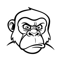Dibujo sencillo con líneas de la cabeza de un gorila o chimpancé enojado © teracreonte