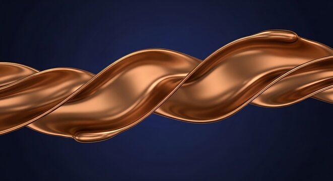 Abstract Copper Liquid Swirl Flowing Motion Background.