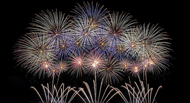 Spectacular Fireworks Display Illuminating the Night Sky.