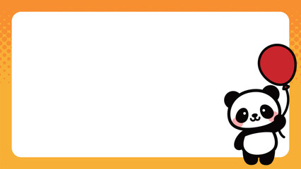 風船を持ったかわいいパンダのキャラクターフレーム｜シンプルで使いやすい動物イラスト Cute Panda Character Frame / Simple Animal Illustration  © ochikosan