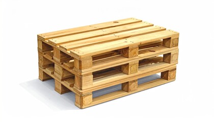 Wooden pallet stack on white background for shipping and storage.