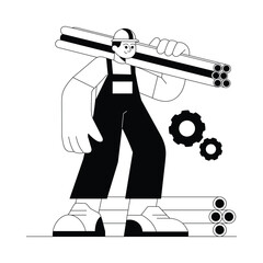 Laborer Carries Pipe  vector illustration Eps 10 File     