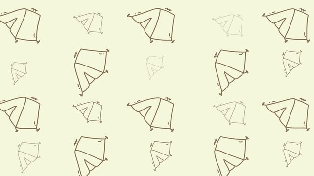 Holiday doodle with camping tents on a light background. Perfect for festive designs, vacation themes, and outdoor adventure projects.