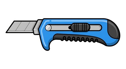 Obraz premium Blue Utility Knife with Retractable Blade.