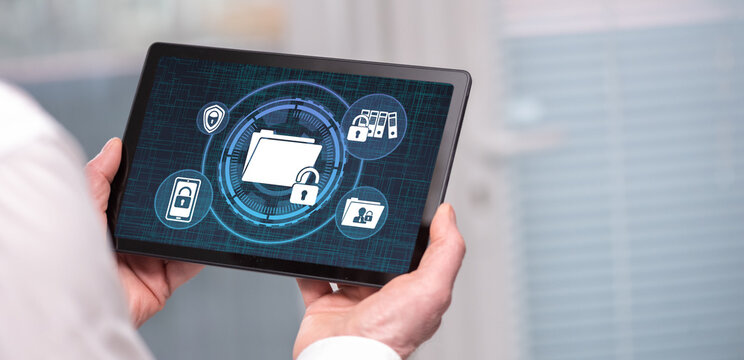 Confidential data concept on a tablet