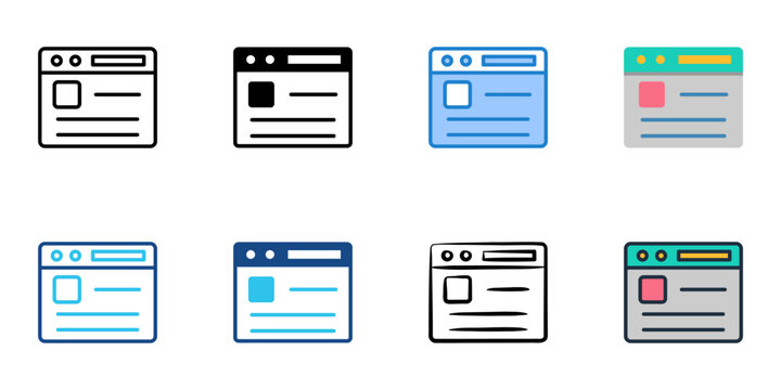 Webpage icons set multiple style collection. Editable stroke 
