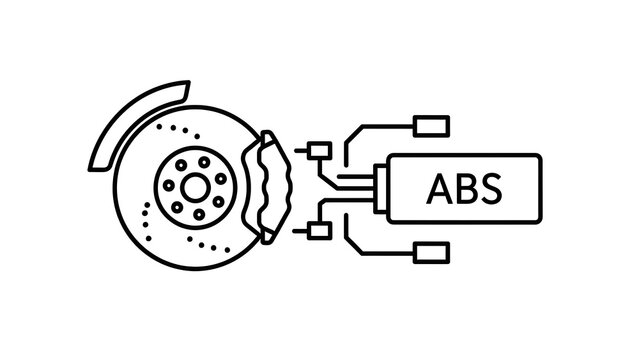 Anti-lock Braking System Diagram Illustration.