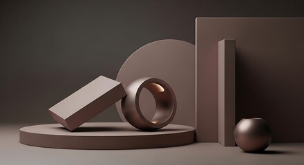 Geometric shapes in muted tones creating a minimalist vector graphic design composition