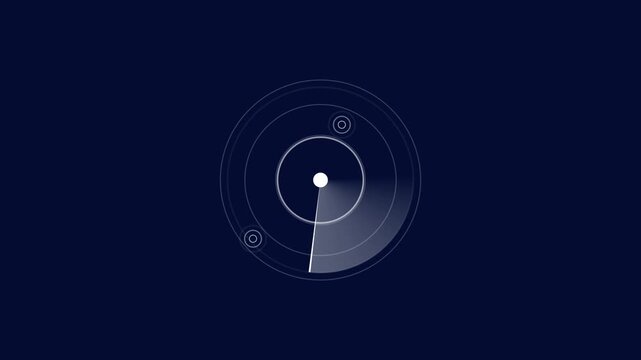 Green radar screen with scanning beam and circular grid - overlay animation for video compositing . radio waves signal alert .warning of headcoyater. 4K motion video.