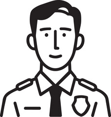 Obraz premium Simple line art illustration of a police officer in uniform 