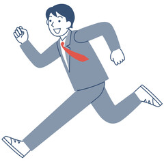 走る笑顔の男子学生