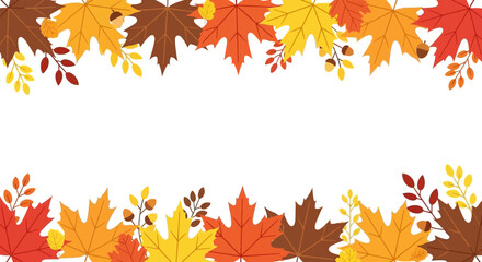 Obraz premium Autumn Leaves Border - Fall Season Background with Maple Foliage