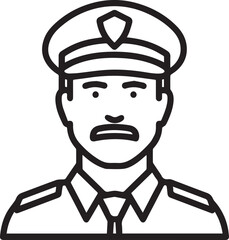 Fototapeta premium Simple line art illustration of a police officer in uniform 