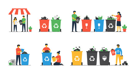 Naklejka premium Eco-friendly waste management on Earth Day promoting sustainability and environmental protection through proper recycling practices and green living